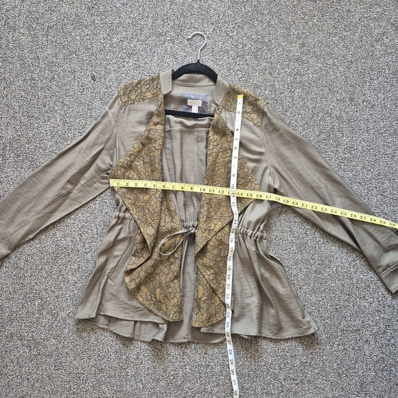 LOGO By Lori Goldstein Lace-Trimmed Women's Jacket in Green - Picture 13 of 15